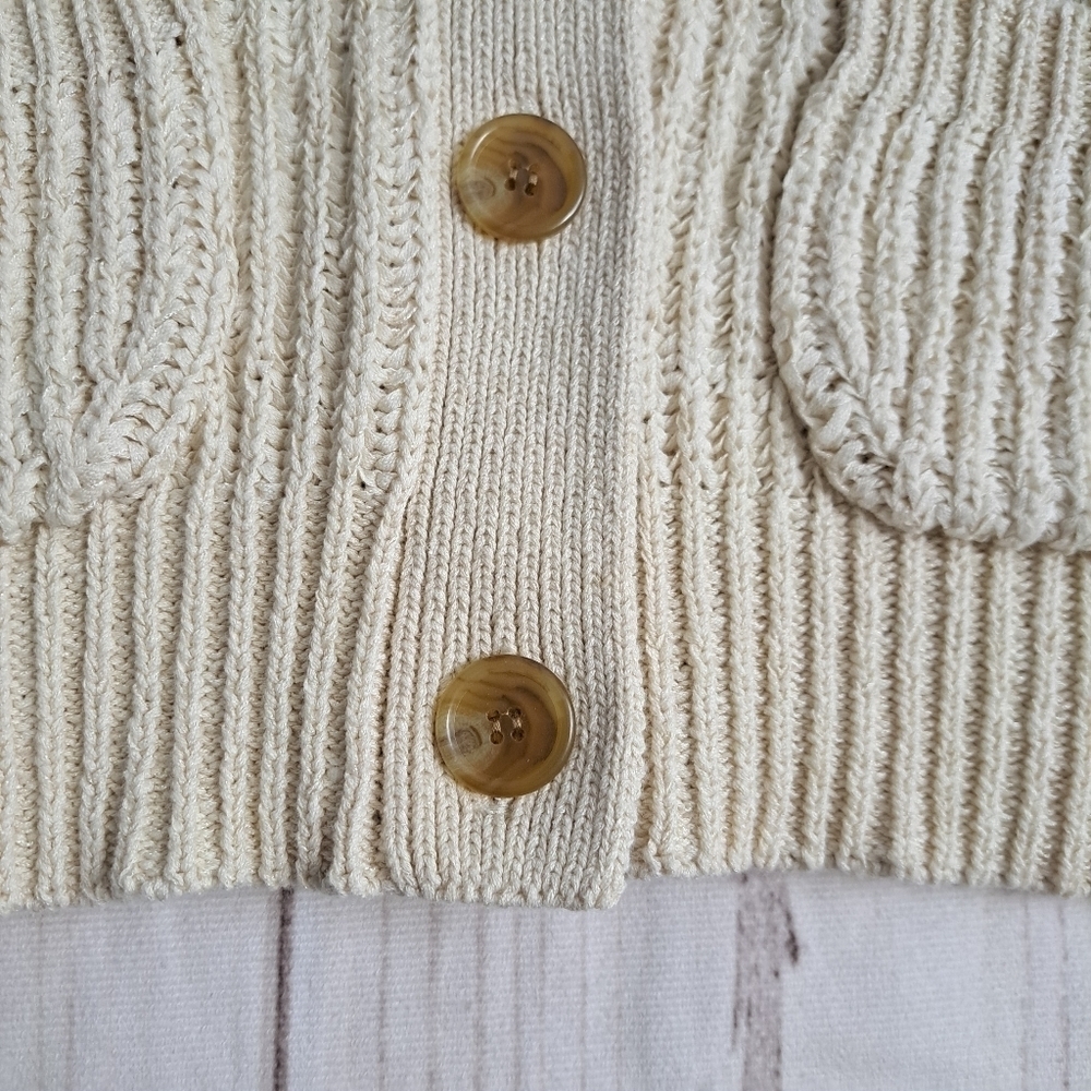 J. Crew Cream Ribbed Knit Button-Front Cardigan - Picture 5 of 7